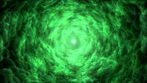 Colorful Cloud or Nebula Tunnel Travel Animation - Loop Green Stock Footage 85400935