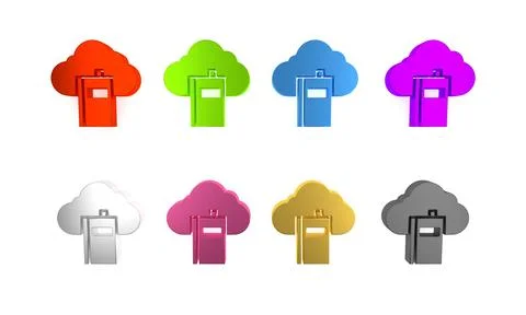 Colorful Cloud or online library icon isolated on white background. Interne.. イラスト素材