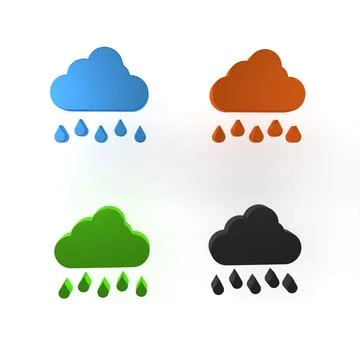 Colorful Cloud with rain icon isolated on white background. Rain cloud prec.. 스톡 일러스트
