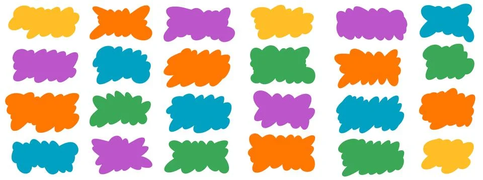 Colorful cloud shapes bubble for frame set. Naive fluffy speech and label Stock Illustration