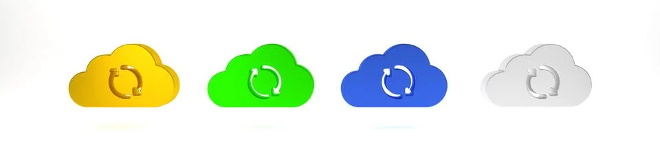 Colorful Cloud sync refresh icon isolated on white background. Cloud and ar.. Stock Photos