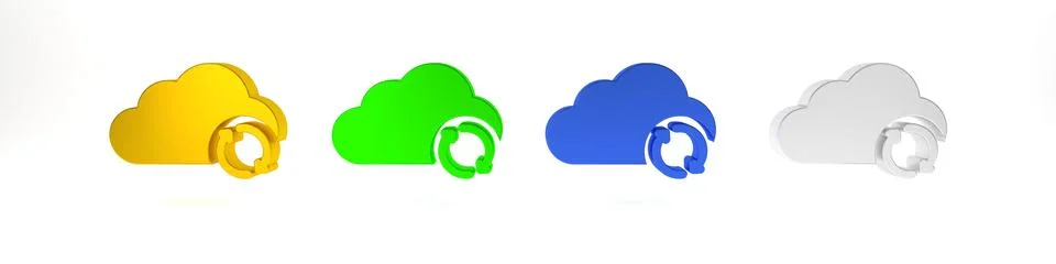 Colorful Cloud sync refresh icon isolated on white background. Cloud and ar.. Stock Photos