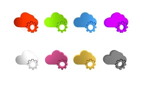 Colorful Cloud technology data transfer and storage icon isolated on white .. イラスト素材