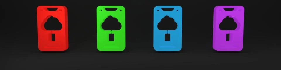 Colorful Cloud technology data transfer and storage icon isolated on black .. Stock Illustration