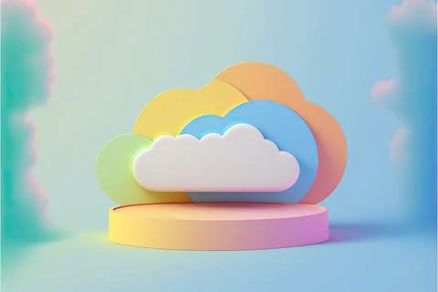 A colorful cloud on top of a platform in the sky Stock Illustration