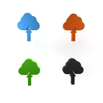 Colorful Cloud upload icon isolated on white background. Minimalism concept.. 스톡 일러스트