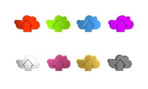 Colorful Cloud upload icon isolated on white background. Minimalism concept.. Illustrazione stock