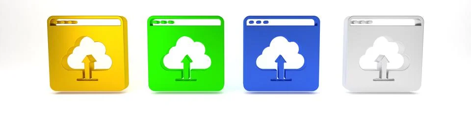 Colorful Cloud upload icon isolated on white background. Minimalism concept.. Stock Illustration