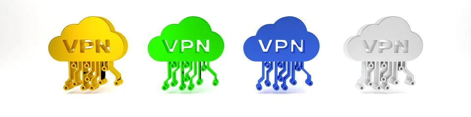 Colorful Cloud VPN interface icon isolated on white background. Software in.. Stock Photos