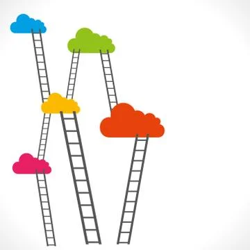 Colorful clouds and ladder vector Stock Illustration