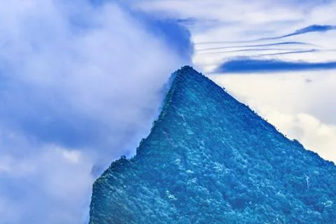 Colorful Clouds Mount Mouapu Shark's Teeth Moorea Tahiti Stock Photos