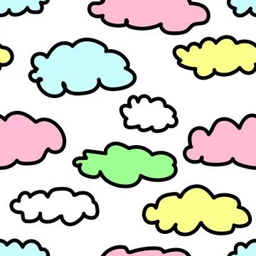 Colorful clouds seamless pattern Stock Illustration