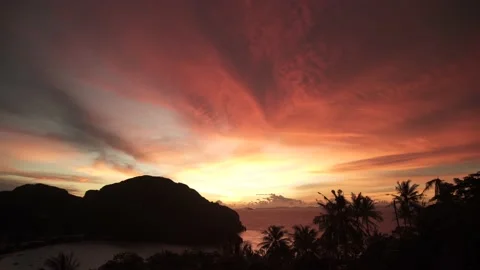 Colorful clouds sky sunset at point view Phi Phi island on summer season Stock Footage 153505430