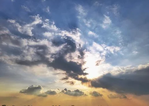 Colorful cloudy sky at sunset. Gradient color. Sky texture, abstract nature b Photos