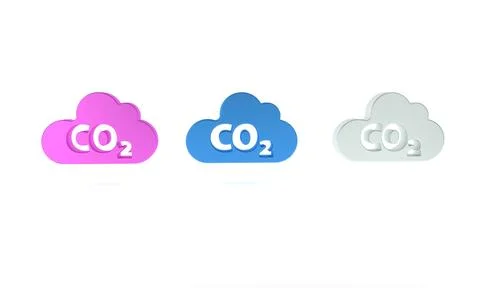 Colorful CO2 emissions in cloud icon isolated on white background. Carbon d.. Stock Illustration