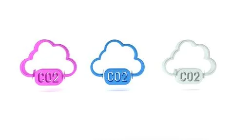 Colorful CO2 emissions in cloud icon isolated on white background. Carbon d.. Illustrazione stock