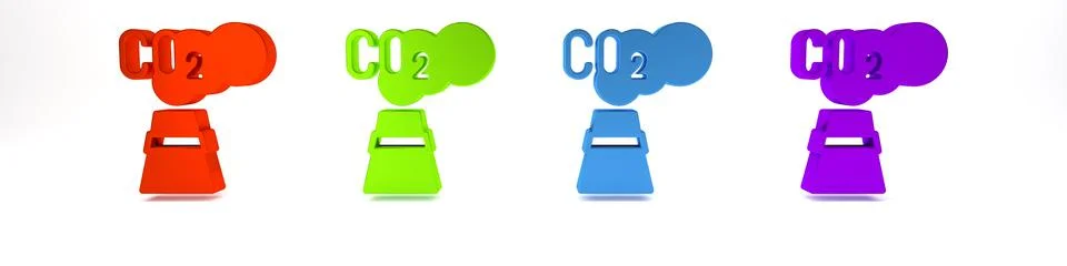 Colorful CO2 emissions in cloud icon isolated on white background. Carbon d.. Stock Illustration