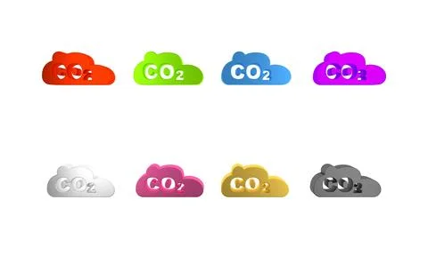 Colorful CO2 emissions in cloud icon isolated on white background. Carbon d.. Stock Illustration