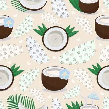 Colorful coconut seamless pattern Illustrazione stock