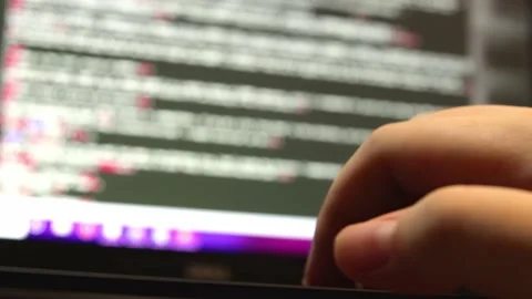 Colorful code being scrolled on computer screen. Coding in 5G era. Stock-Footage 158370365