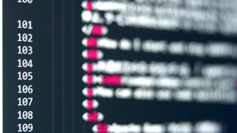 Colorful code being scrolled on computer screen. Coding in 5G era. Stock-Footage 158370398