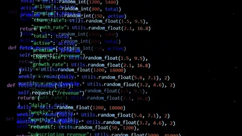 Colorful code streams on a dark screen. Programming text and API logic scro.. 스톡 동영상 334723188