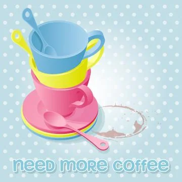 Colorful of coffee cups Stock Illustration