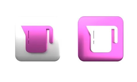 Colorful Coffee pot icon isolated on white background. Square button. 3D re.. Photos