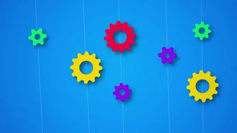 Colorful cogs spinning seamless loop motion background Stock Footage 345657866