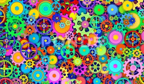 Colorful Cogwheel Background Stock Illustration