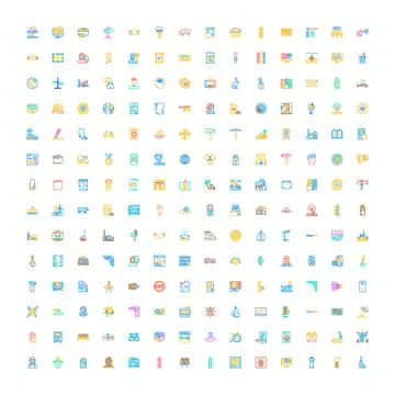 Colorful collection of diverse universal flat icons 스톡 일러스트