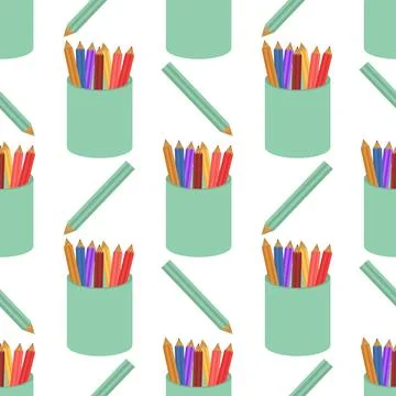 Colorful colored pencil seamless pattern Illustrazione stock