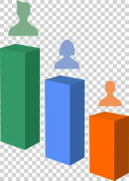 Colorful column graph with human silhouettes for business presentation Stock Illustration