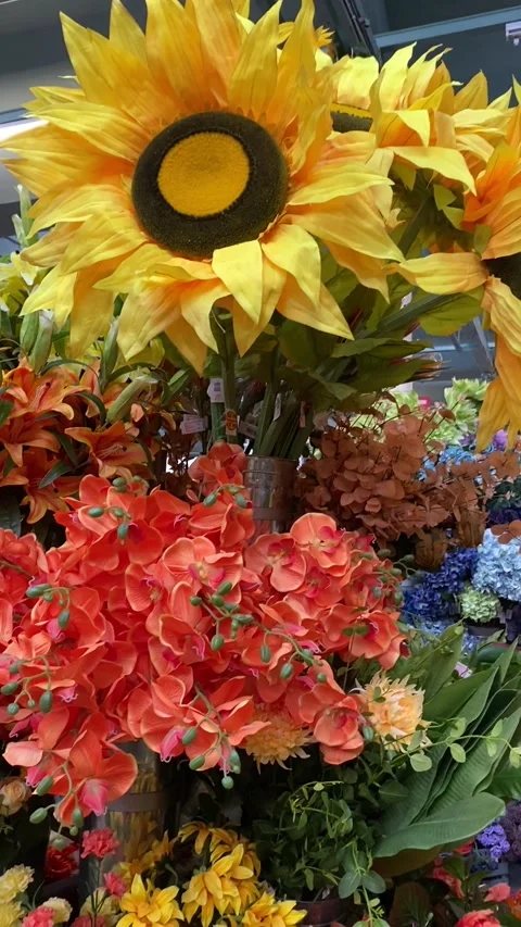 Colorful Combination Of Artificial Flowers Video stock 169011003