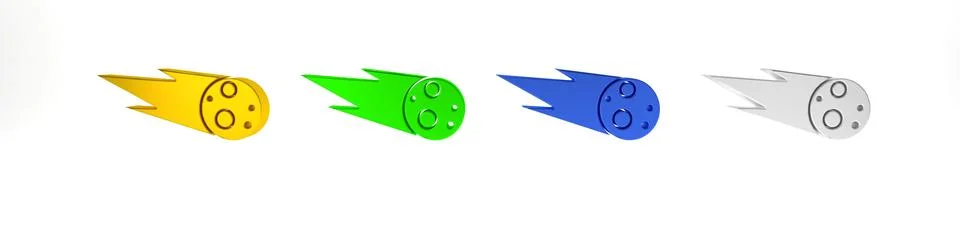 Colorful Comet falling down fast icon isolated on white background. Minimal.. Stock Photos