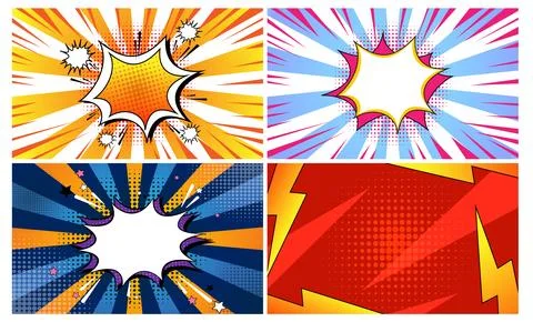 Colorful Comic Book Explosion Panels Stock Illustration