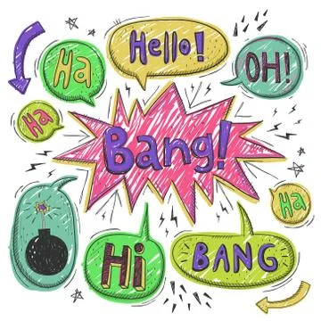 Colorful comic bubbles elements Stock Illustration