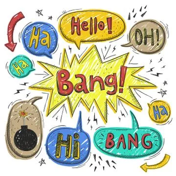 Colorful comic bubbles elements Stock Illustration