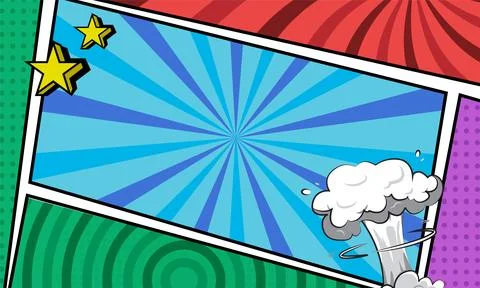 Colorful comic cartoon frame border template background vector 스톡 일러스트