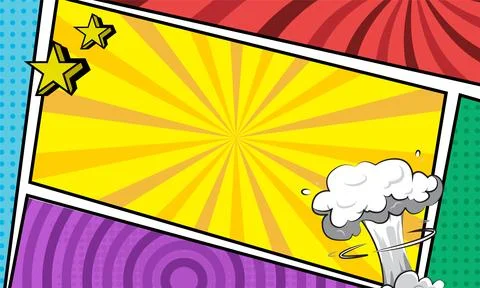Colorful comic cartoon frame border template background design Stock Illustration