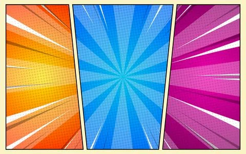 Colorful comic page background in pop art style. Vector illustration. Stock Illustration