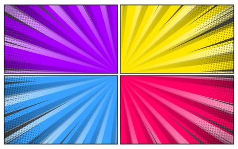 Colorful comic scene set background design. Stockillustratie