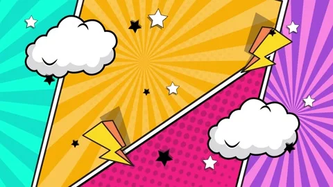 Colorful comic-style background with dynamic and explosive elements seamless 4k Stock Footage 293272016