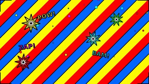 Colorful comic-style motion background with vibrant stripes and explosive p.. Stock Footage 338314072