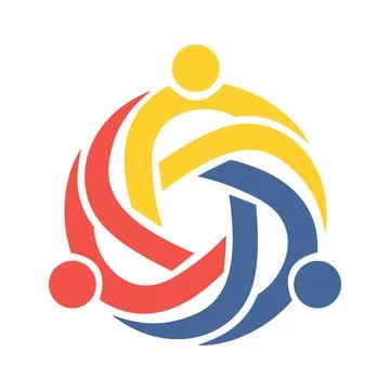 Colorful Community Teamwork Unity Circle Abstract Vector Logo Illustration
