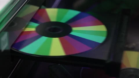 Colorful Compact Disc, Interesting in CD Player, Close Up Stockbeeldmateriaal 325708275