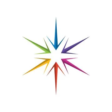 Colorful compass wind rose vector icon isolated on background Stock Illustration