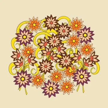 Colorful composition of the flowers Stock Illustration