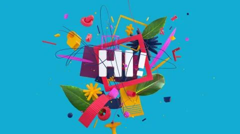 Colorful composition with word HI イラスト素材
