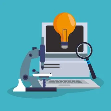Colorful computer and laboratory design Stock Illustration